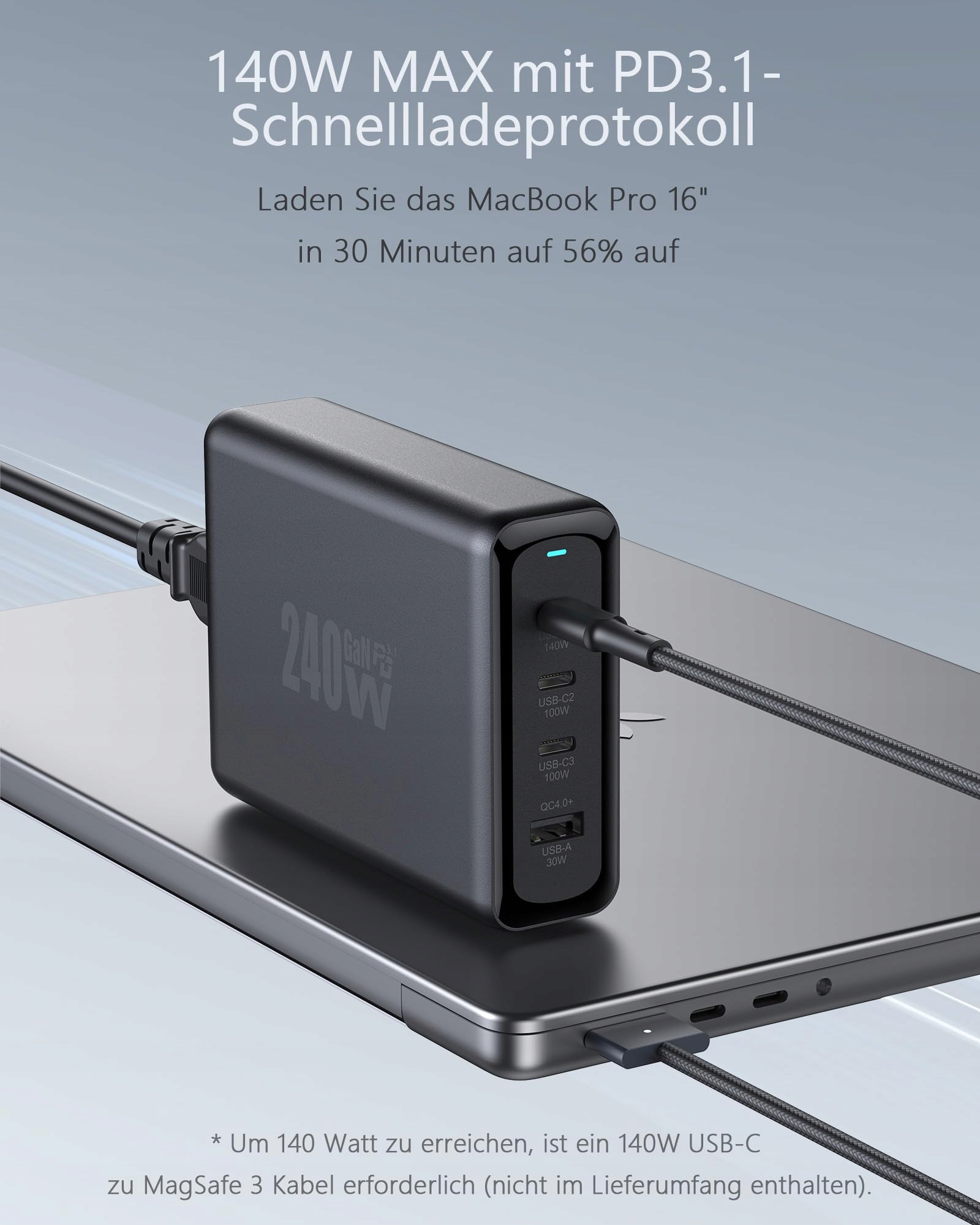 OUFUYU Ładowarka USB C 240W PD3.1 4-Port Szybkie Ładowanie MacBook iPhone — miniatura 5