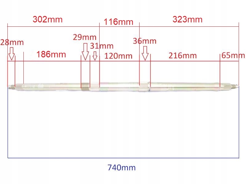 OŚ TYLNA ATV 74CM Numer katalogowy części ROY08350
