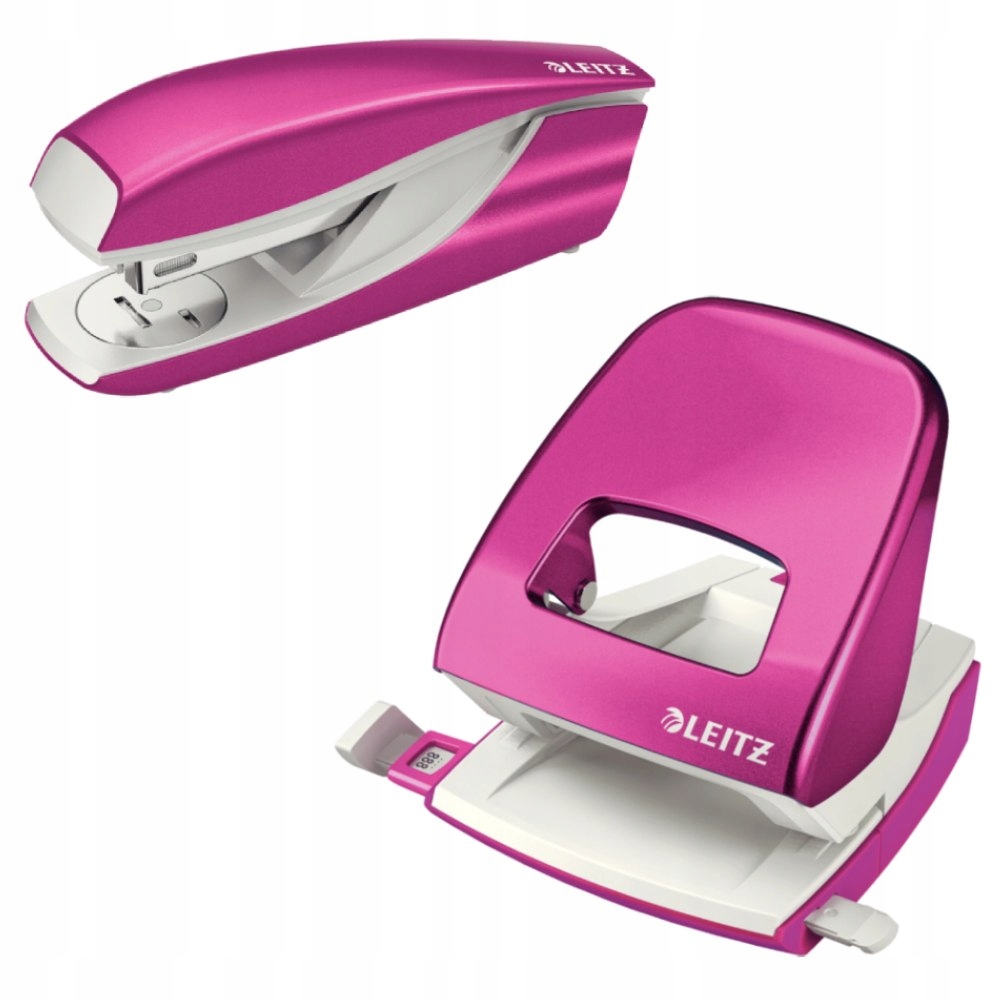 ZESTAW Zszywacz + Dziurkacz LEITZ WOW Nexxt Różowy