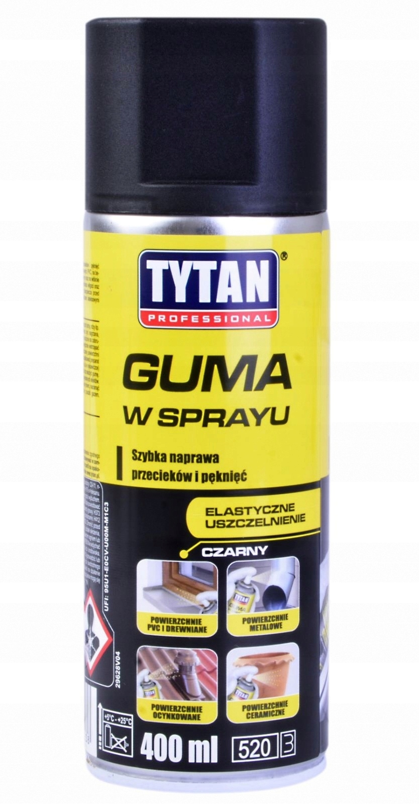 Tytan Rychleschnoucí Guma Těsnící Praskliny Ve Spreji 400ML Černá