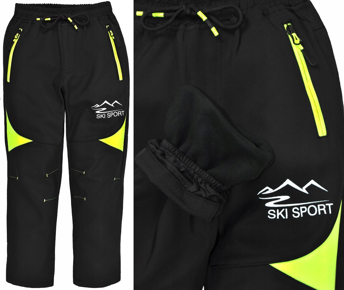 HOLD HANDS Czarne Zimowe SPODNIE Ocieplane Softshell - 152