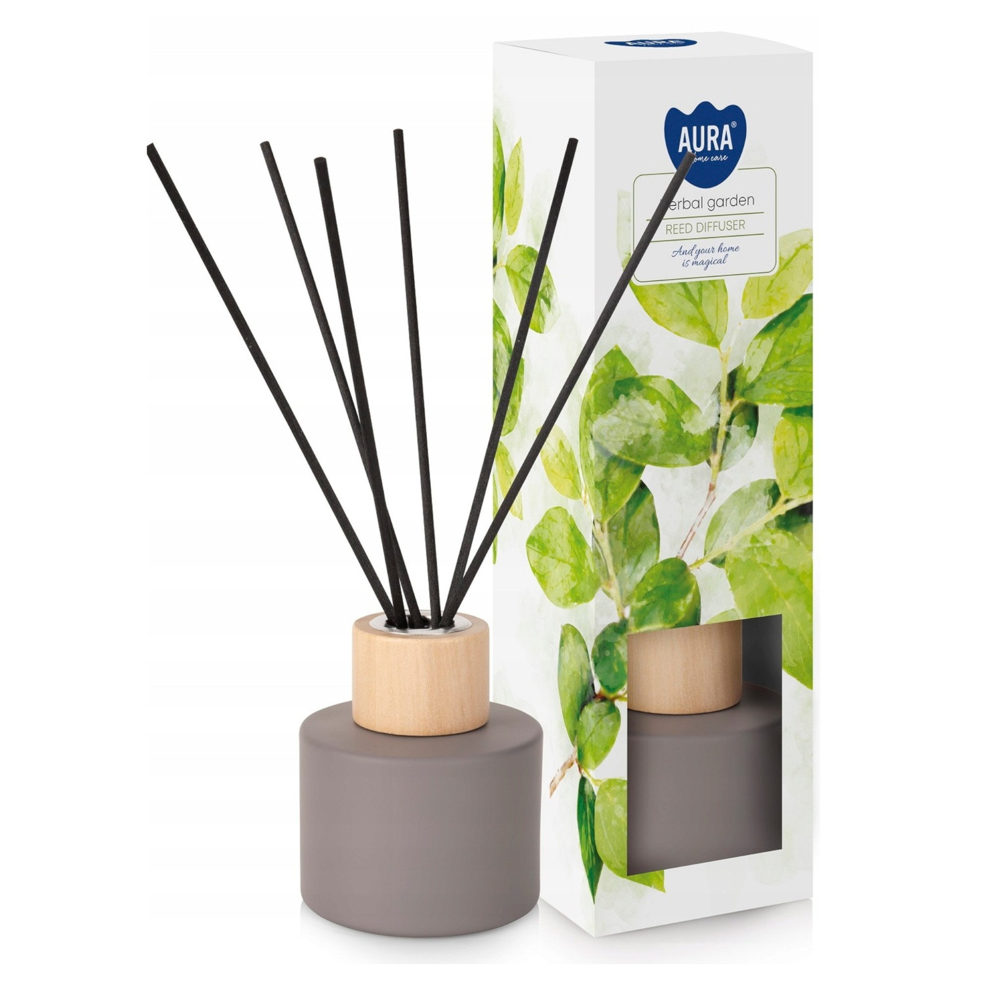Dyfuzor zapachowy z patyczkami szary Ziołowy Ogród 85 ml 7tyg. Aura