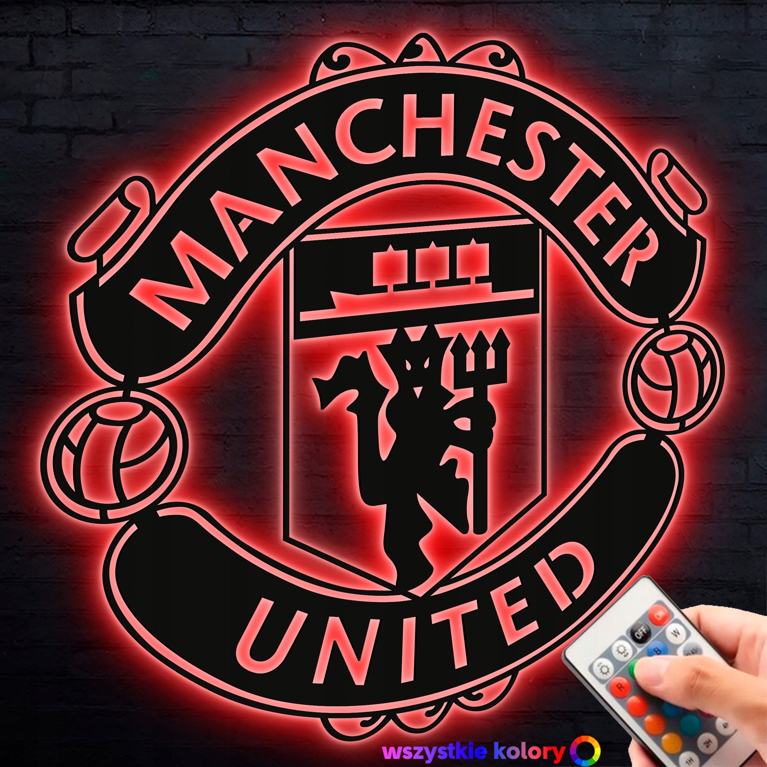 Fc Manchester United Dřevěný 3D obraz Fotbalový znak Noční Lampa