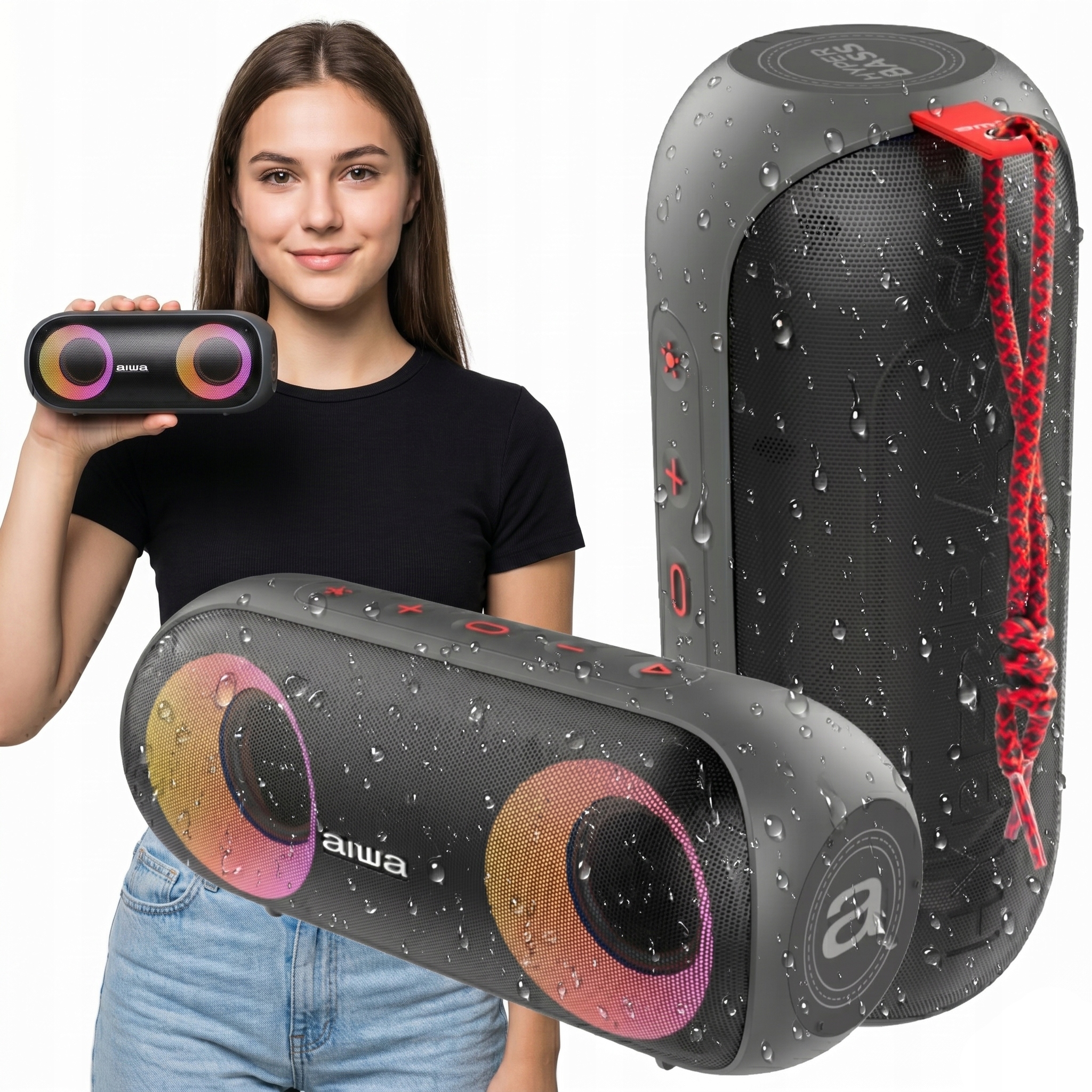Głośnik Bluetooth Aiwa BST-650 20W Mocny Bas IPX7 Rgb Radio Fm Tws