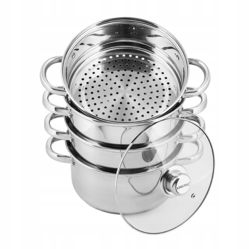 GARNKI NA PARĘ 5 ELE 22CM KINGHOFF KH-3329 Kolor srebrny