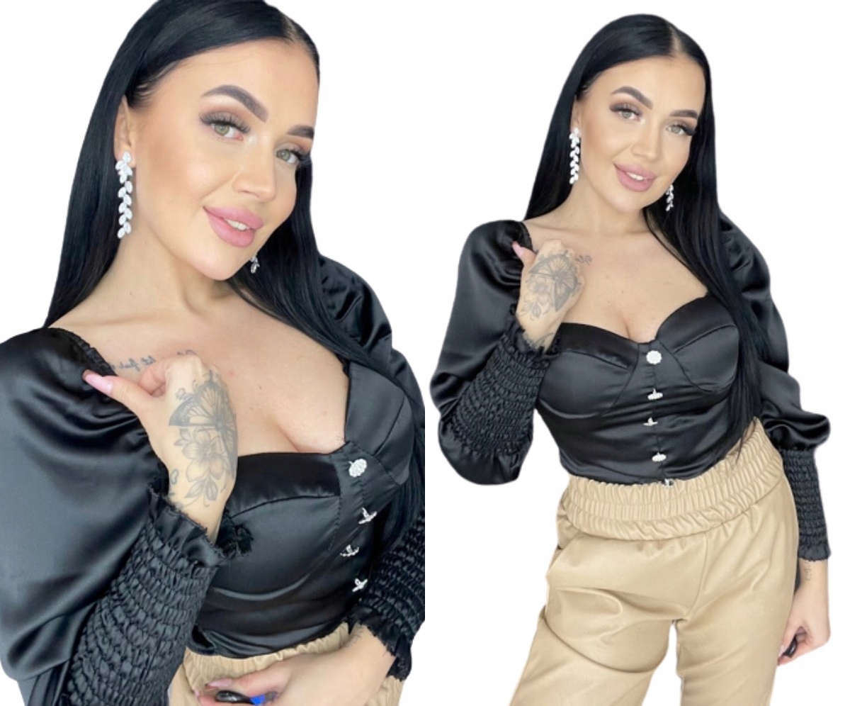 Halenka Krátká Glen Stříbrné Knoflíky Černá