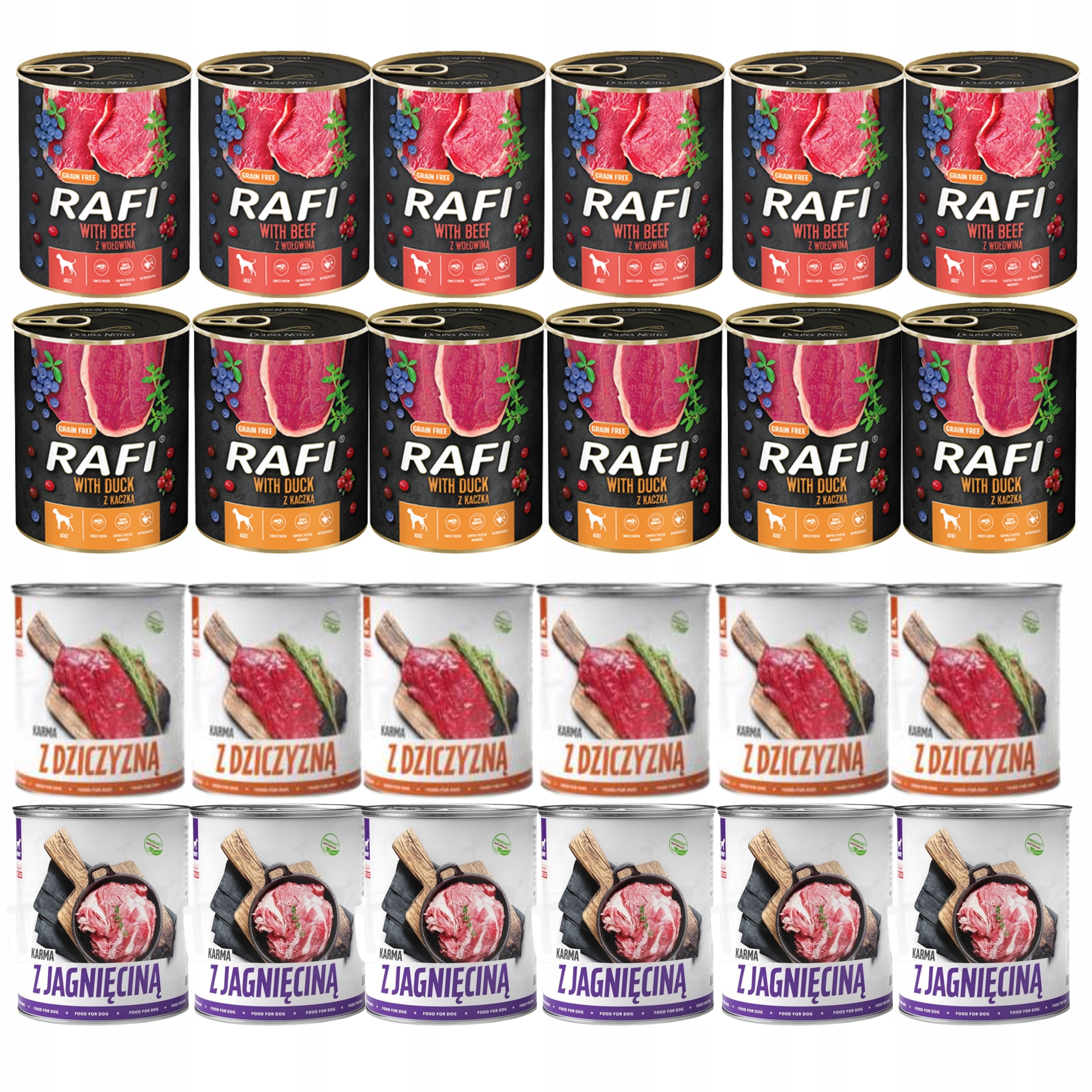Sada Rafi Tuf-tuf krmivo pro psy v konzervách 24x800g MIX Chutí