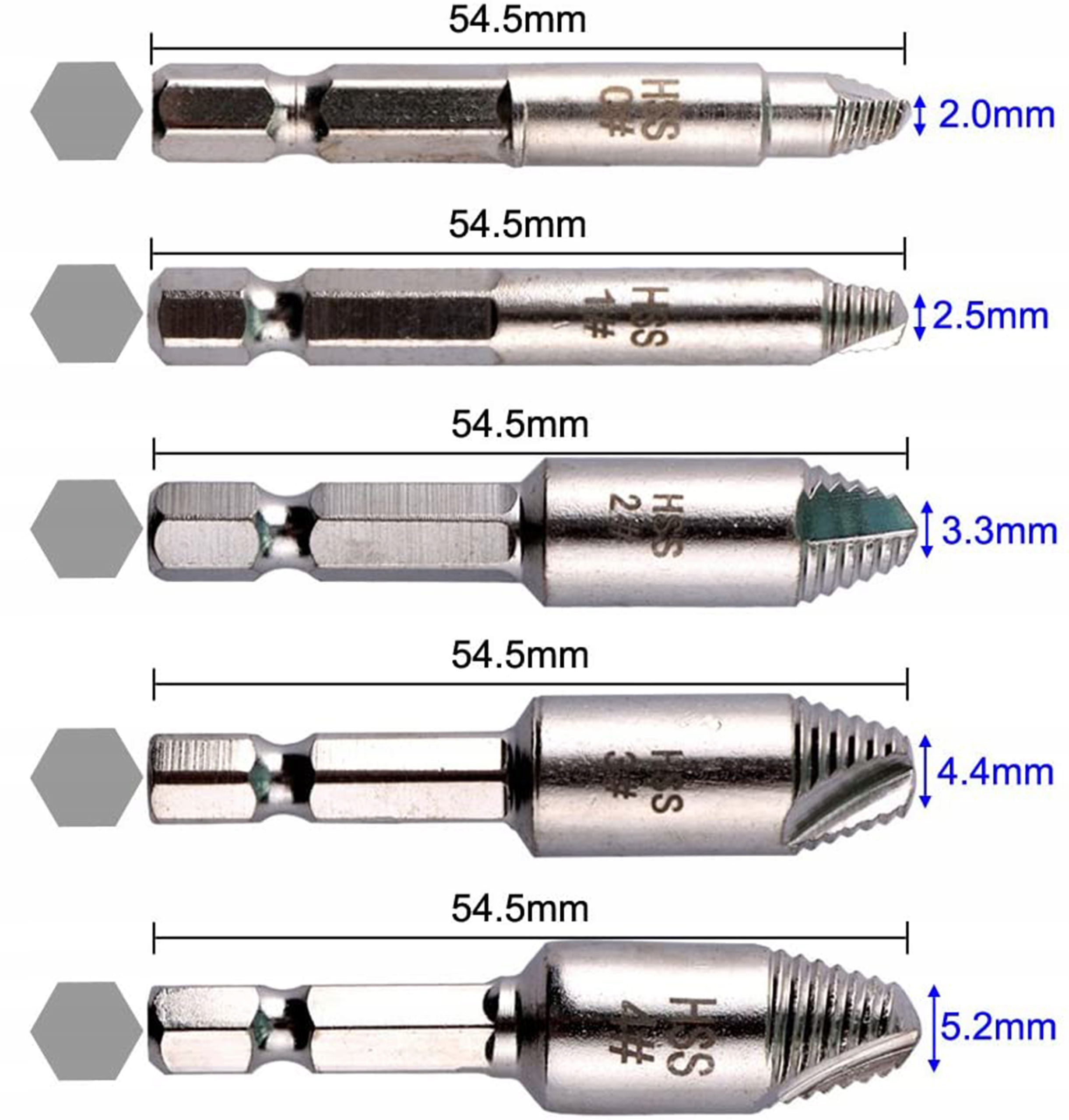 WYKRĘTAKI DO ZERWANYCH URWANYCH ŚRUB ZESTAW HSS Marka Vorfal