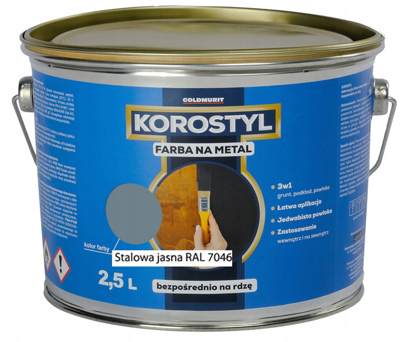 Korostyl stalowy ral 7046 półmat 2,5L farba na metal 3w1 Goldmurit