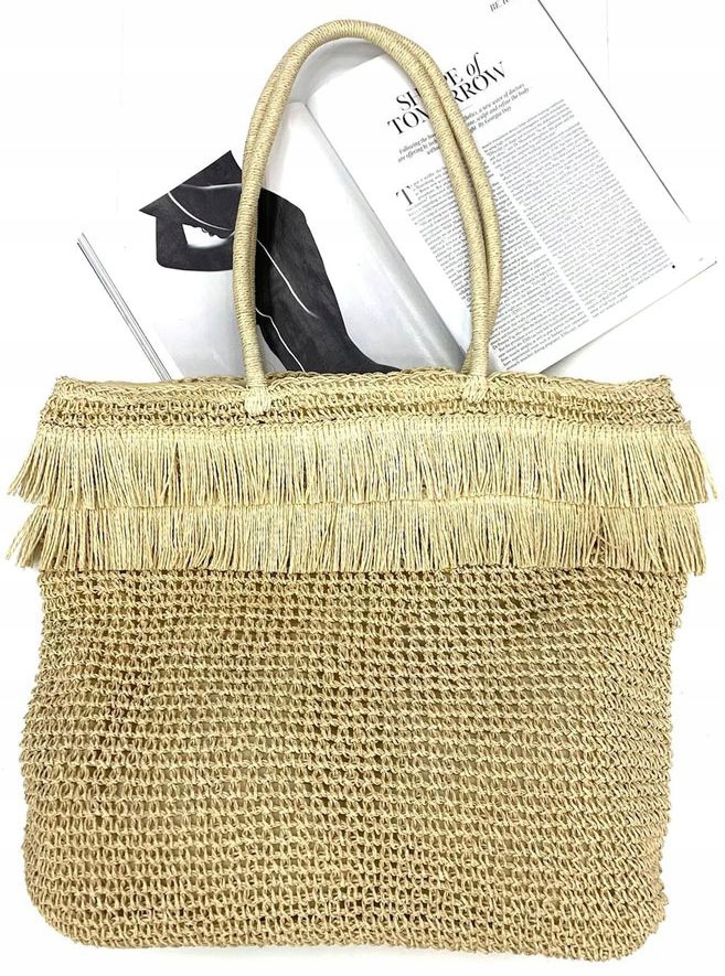 TORBA PLECIONA TOREBKA KOSZYK Z FRĘDZLAMI SHOPPER Wielkość duża (mieszcząca A4)