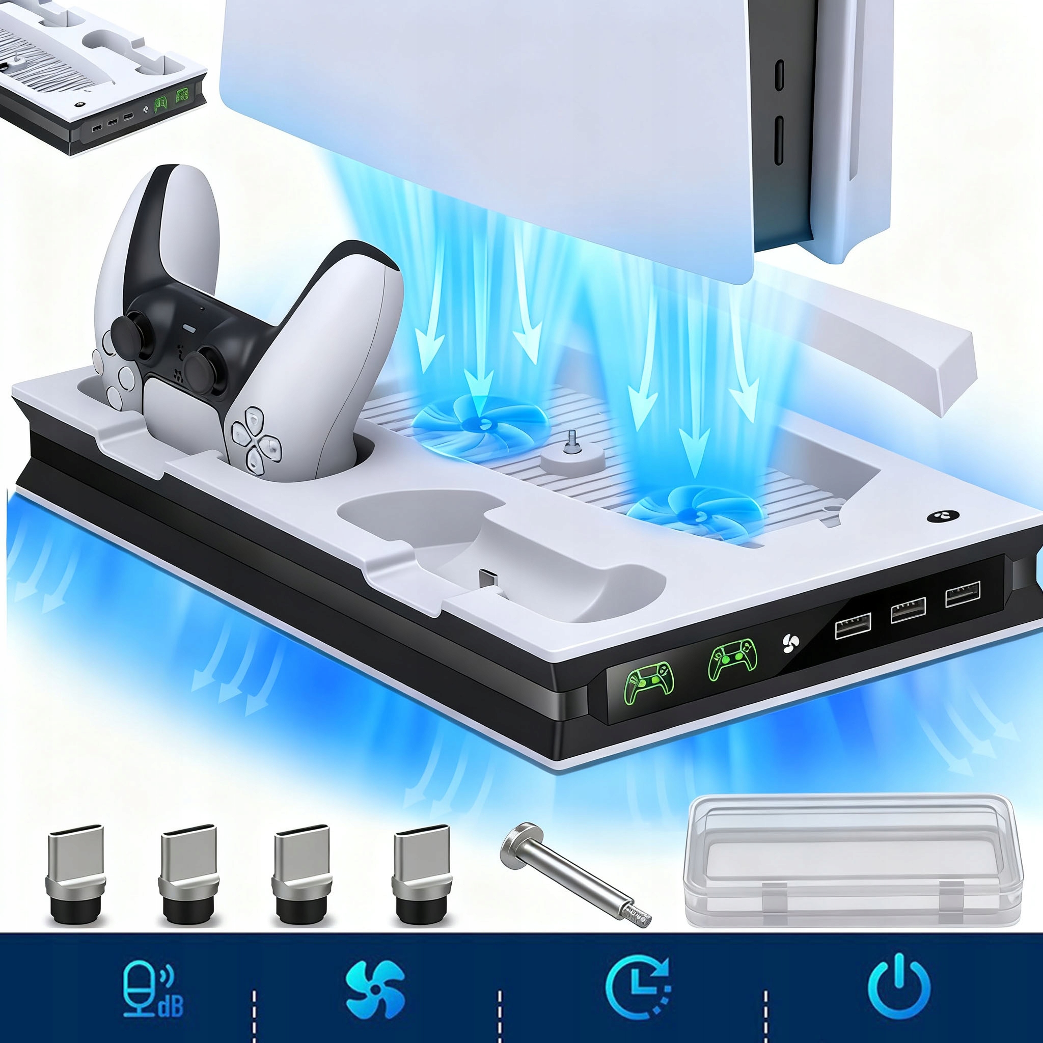 Stacja Chłodząca I Ładowanie Do PS5 Z Dwoma Portami Do Ładarki Kontrolerów