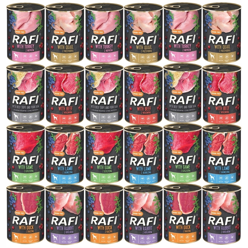 Vlhké Krmivo Pro Psa Rafi MIX 24 X 400 G Bezobilné Dolina Noteci