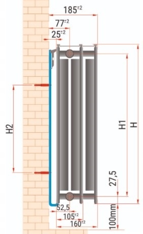 GRZEJNIK PANELOWY DIAMOND V33 300x1200 + UCHWYTY Szerokość 1200 mm