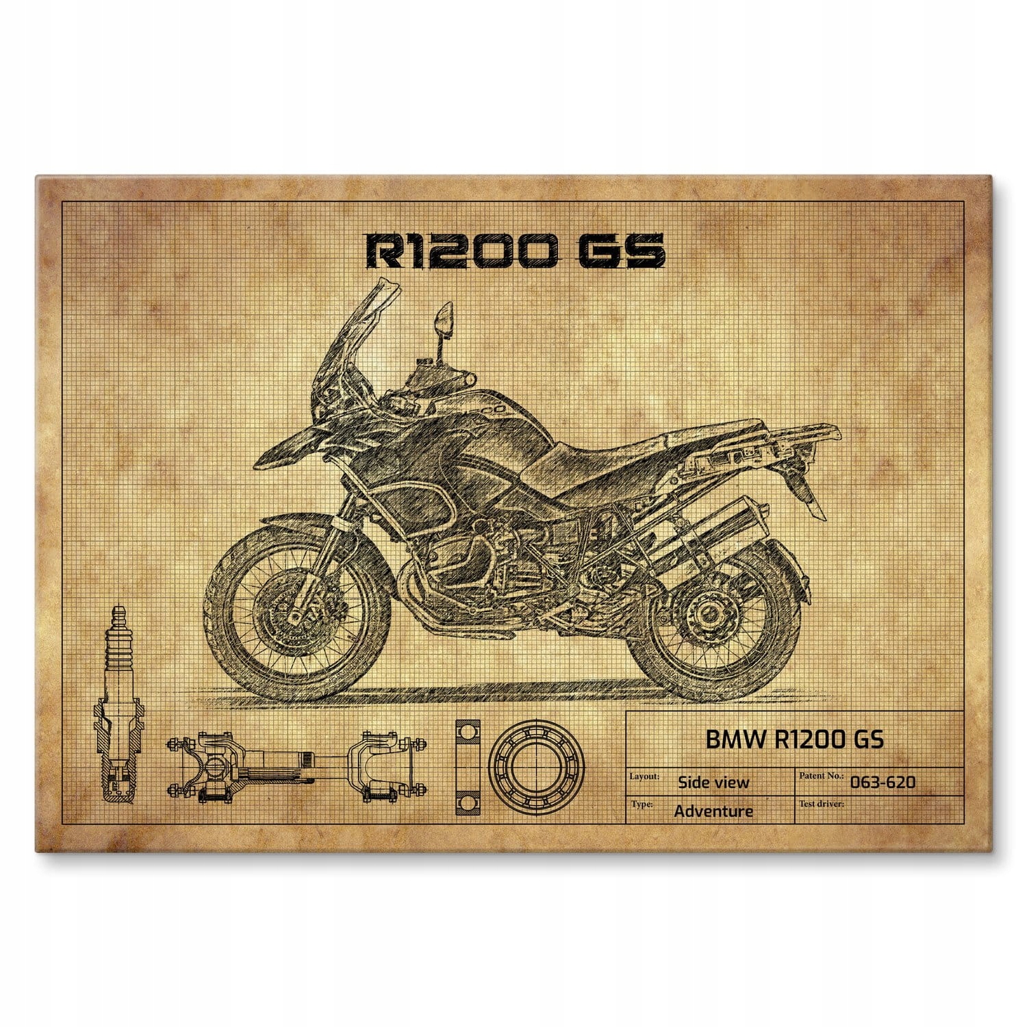 Plech velký plakát dárek pro motocyklistu, motocykl, Bmw R1200 Gs