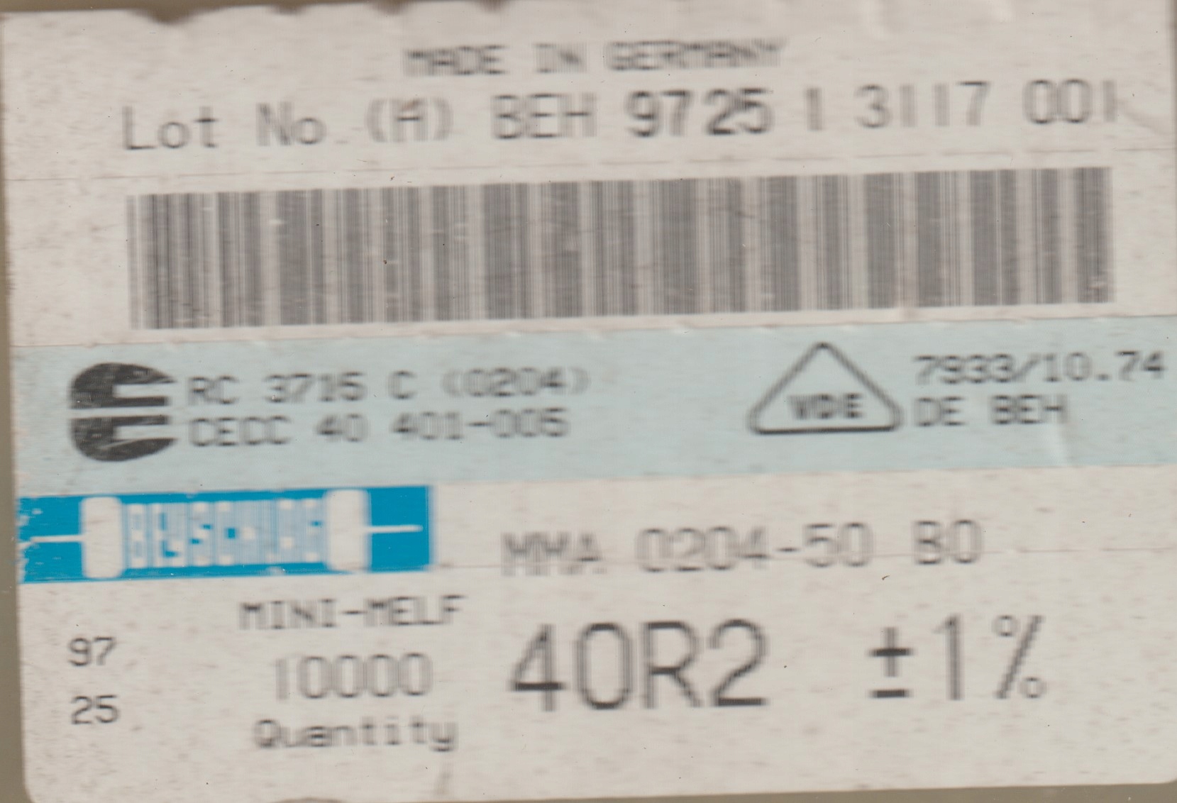 [100szt] 40R2 1% 50ppm rezystor Smd minimelf MMA0204 Beyschlag low noise