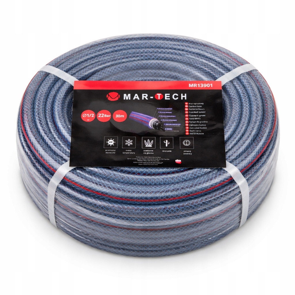 Wąż Ogrodowy 6 Warstw 1/2 100M Mar-tech Zestaw Końcówek