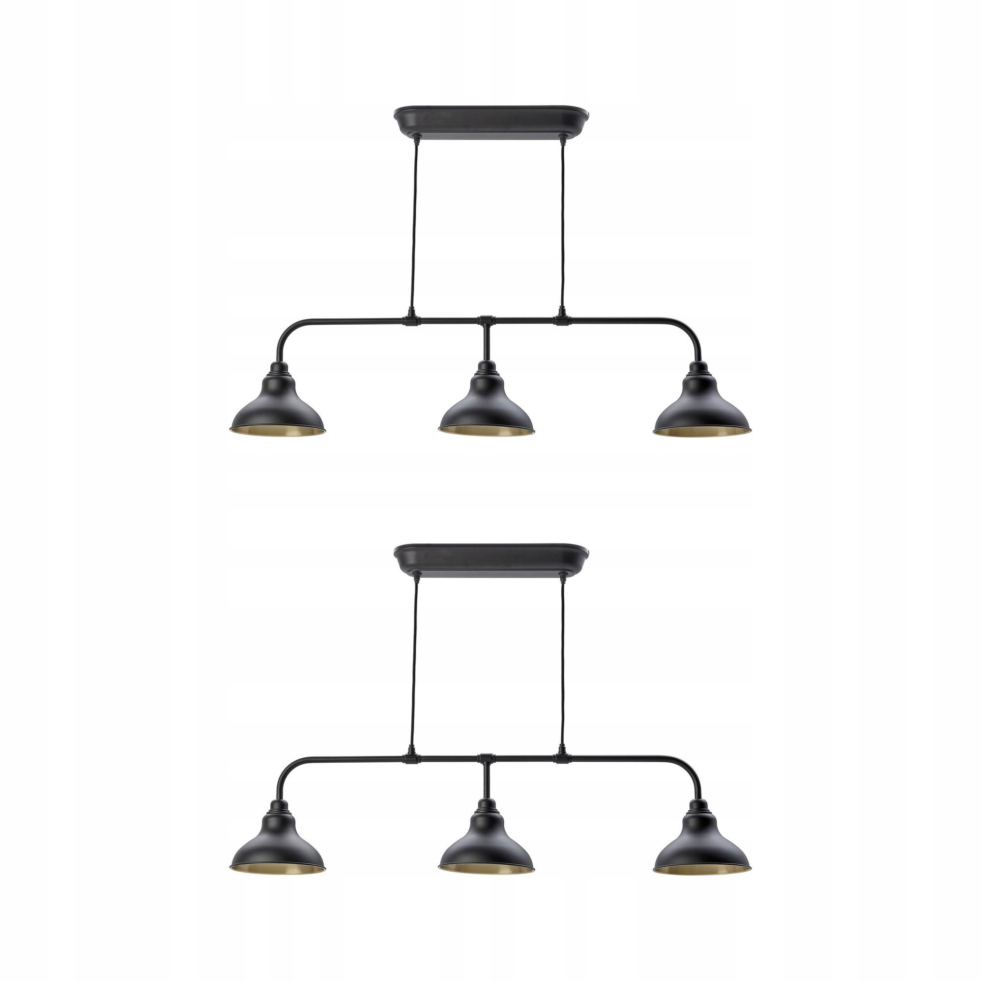 2 szt. Agunnaryd Lampa wisząca/3 lampki czarny 122 cm