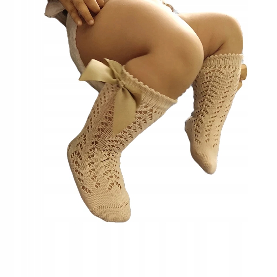 

Podkolanówki skarpetki beż złote ażurowe 14-16cm