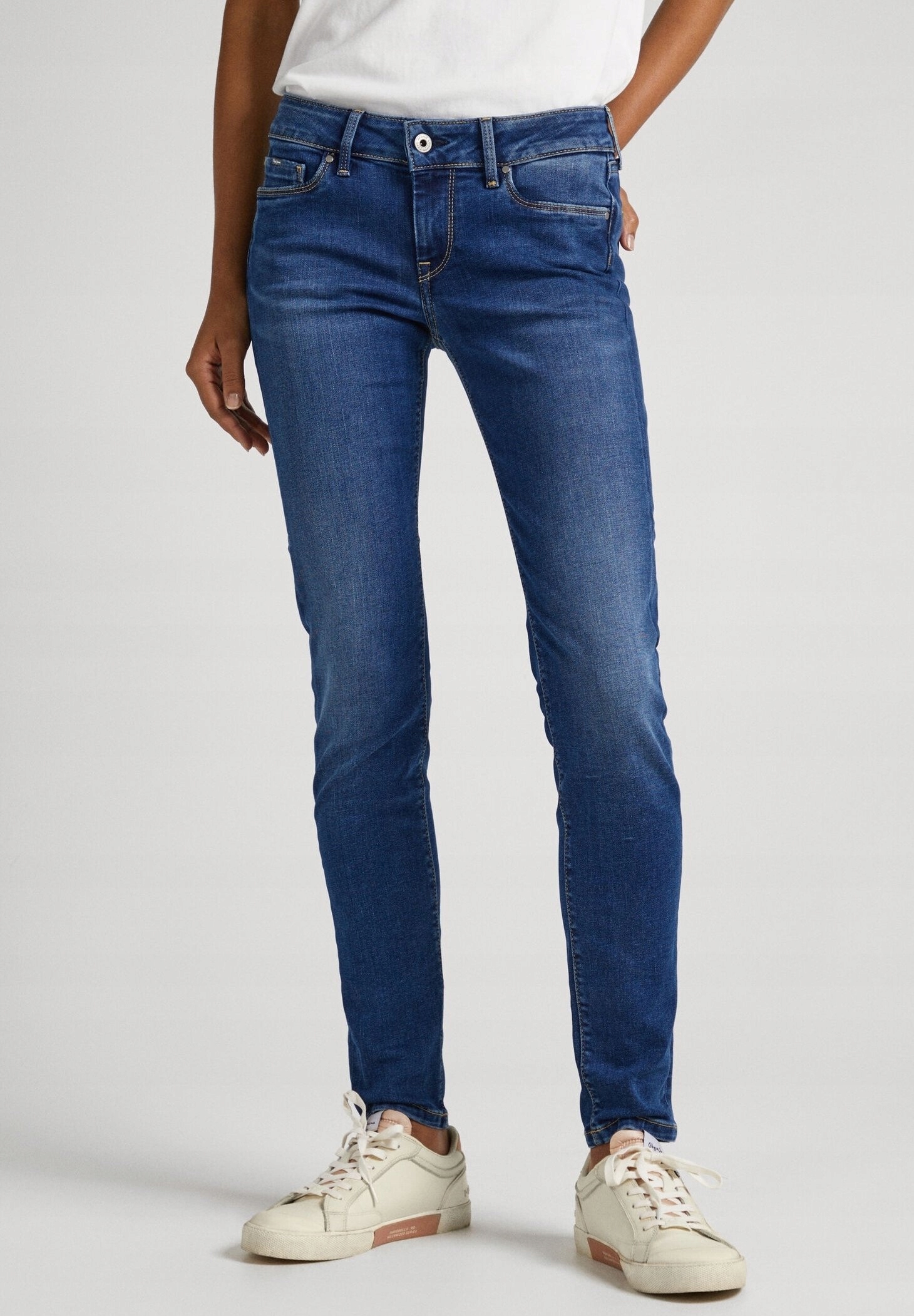 Pepe Jeans Modré Džíny Úzké Nohavice S Oděrkami Dámské 28/30 X_a