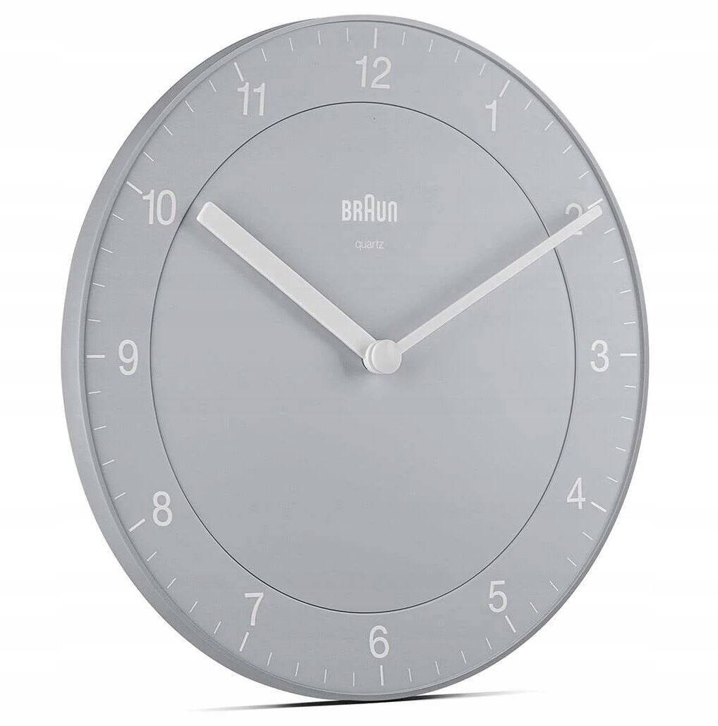 Šedý Malý Klasický Elegantní Nástěnný Hodinový Stroj Braun BC06G 20 cm