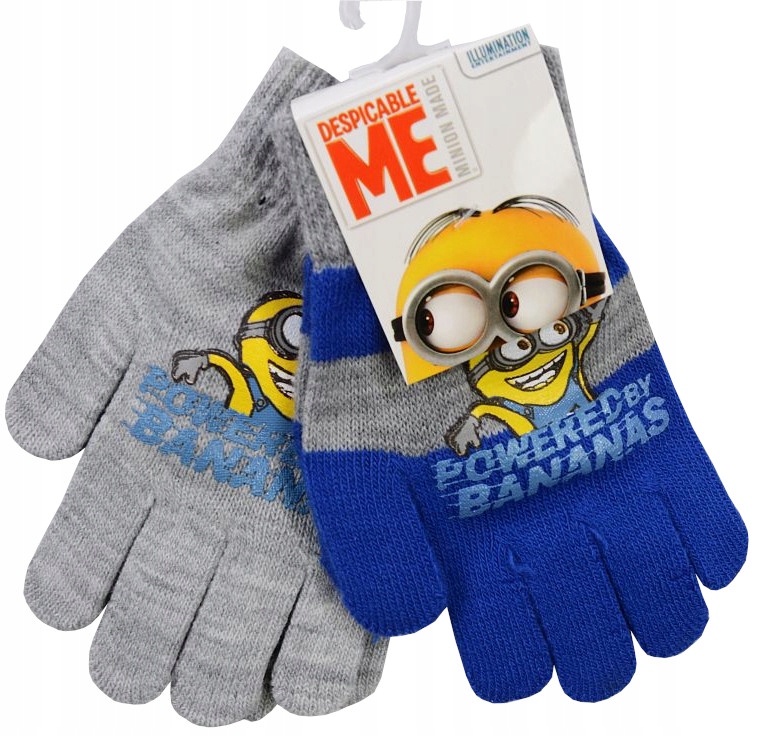 2-PAK RĘKAWICZKI PIĘCIOPALCZASTE dziecięce DZIANINA MINIONKI D095W