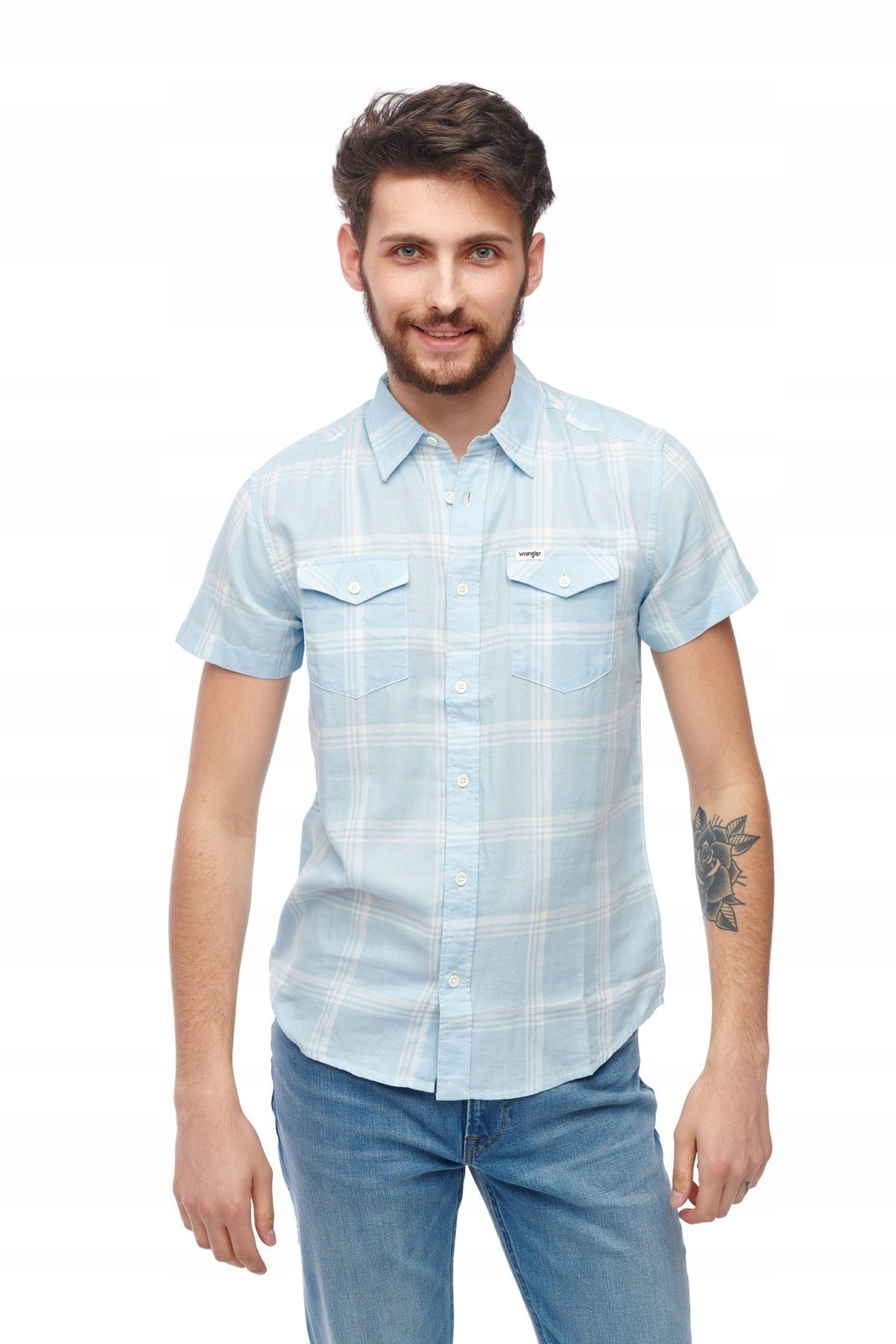 

Wrangler 2 Pkt Flap Shirt Cerulean W5J5ORXVT L