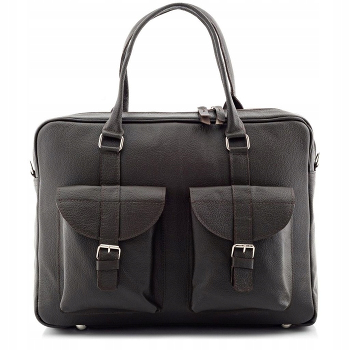 Polská kožená taška na notebook 15,6 Pánská do práce Hnědá Belveder BVL92