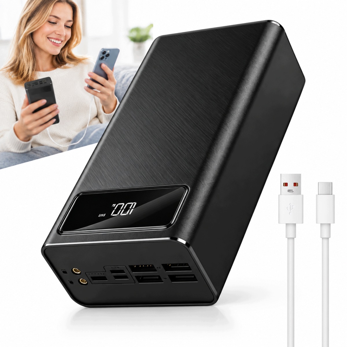 Powerbank Power Bank 50000MAH 4XUSB Usb-c Mocny Turbo Charging Z Latarką