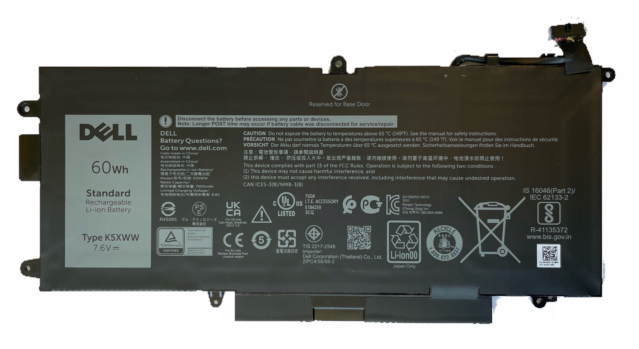 Nová Originální Baterie Dell 60Wh 4C K5XWW Latitude 5289 2-in-1 2025