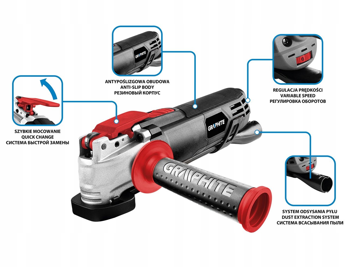 Multifunkční zařízení 500W, 8000-16000 ot./min, kufr