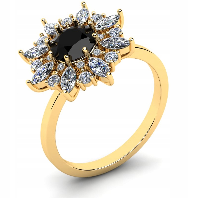 

Pierścionek Złoty Królewski Z Czarną Cyrkonią