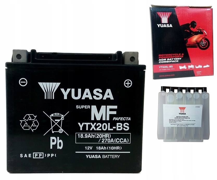 Акумулятор AGM YUASA YTX20L-BS 12V 18AH 270a