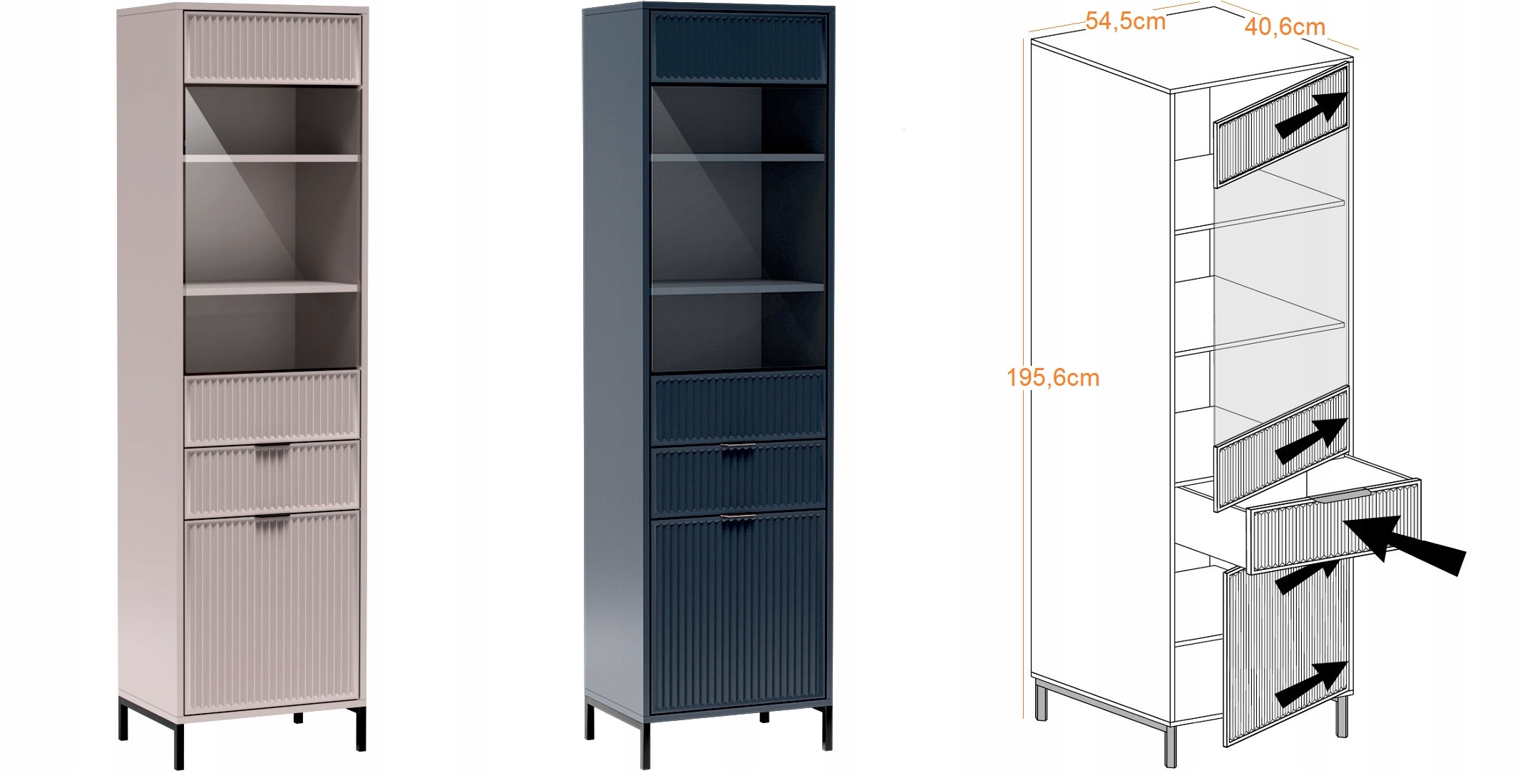 witryna na nóżkach słupek zamykany szybą Linka 05 Kolekcja LINKaSTYLES