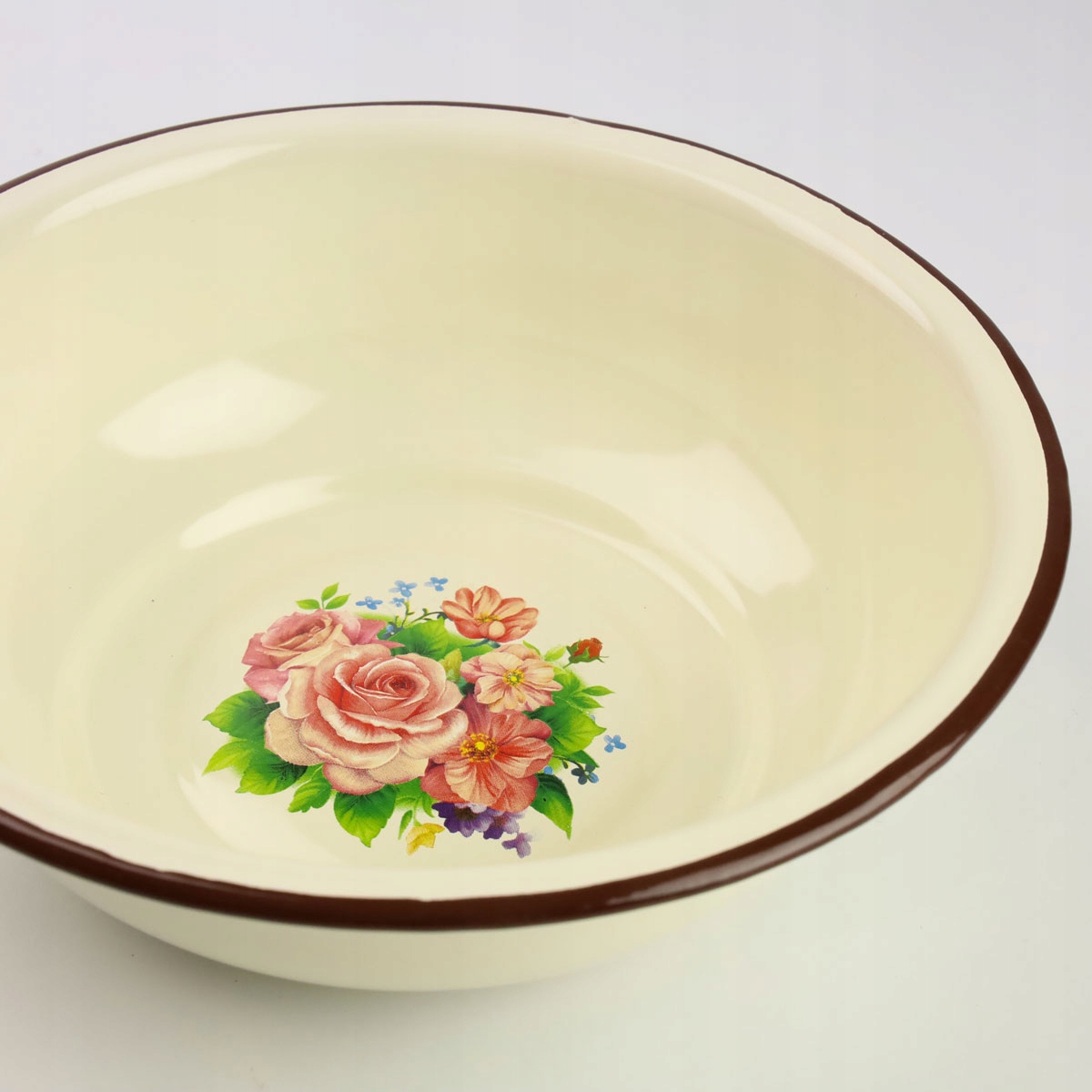 MISKA EMALIOWANA MISA 22 CM NA ZUPĘ OWOCE WARZYWA WZÓR KWIATY