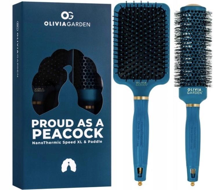Olivia Garden Proud As A Peacock Zestaw Szczotek Do Włosów Nano Speed XL
