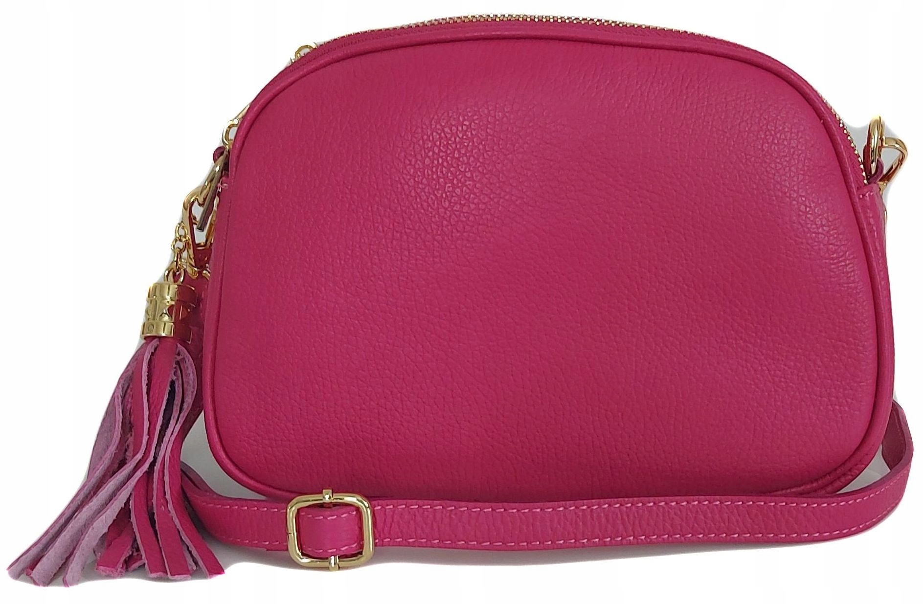 Italská kabelka přes rameno 3 komory kůže Vera Pelle prostorné zlaté kování krásné