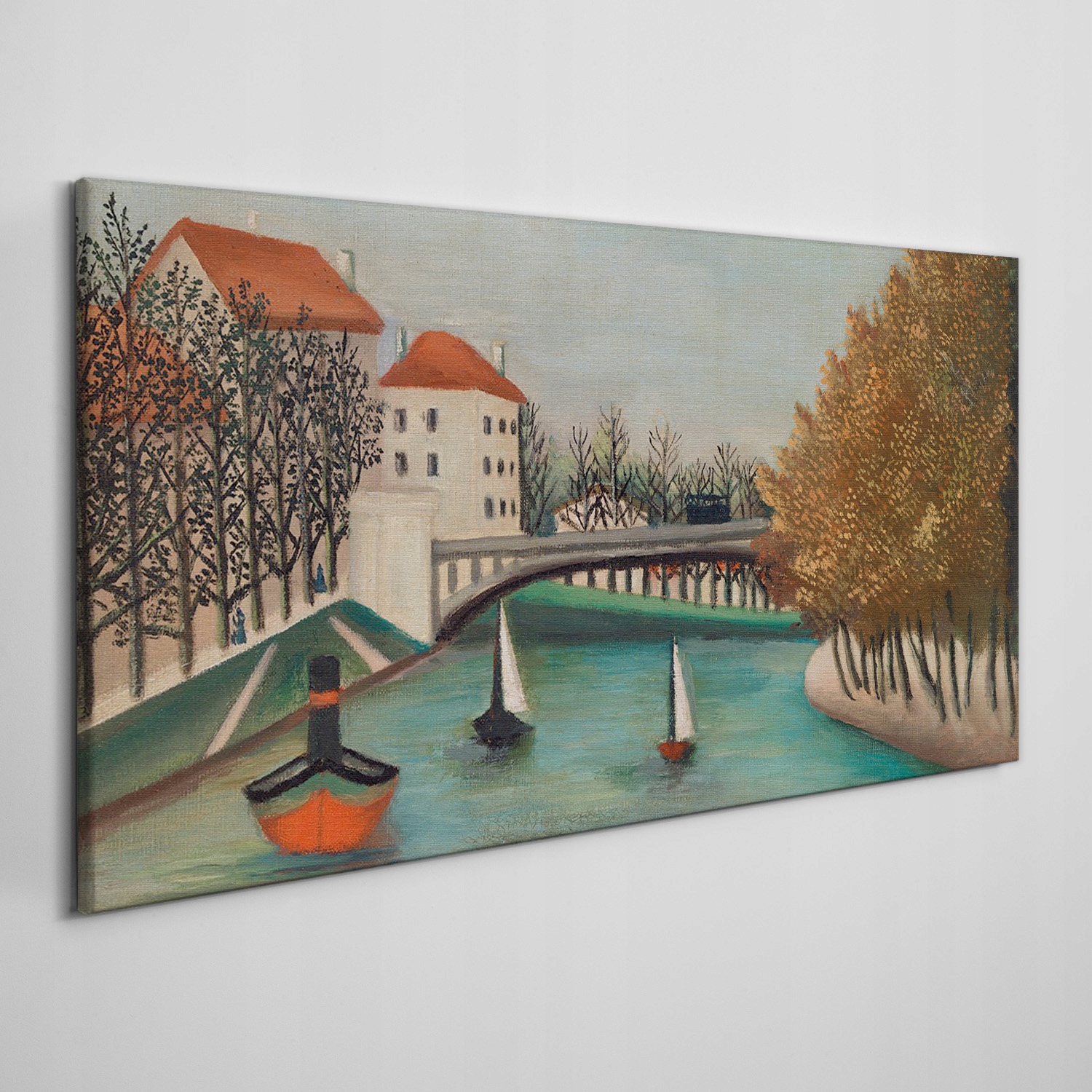 

Obraz na płótnie Miasto łodzie drzewa 120x60 cm