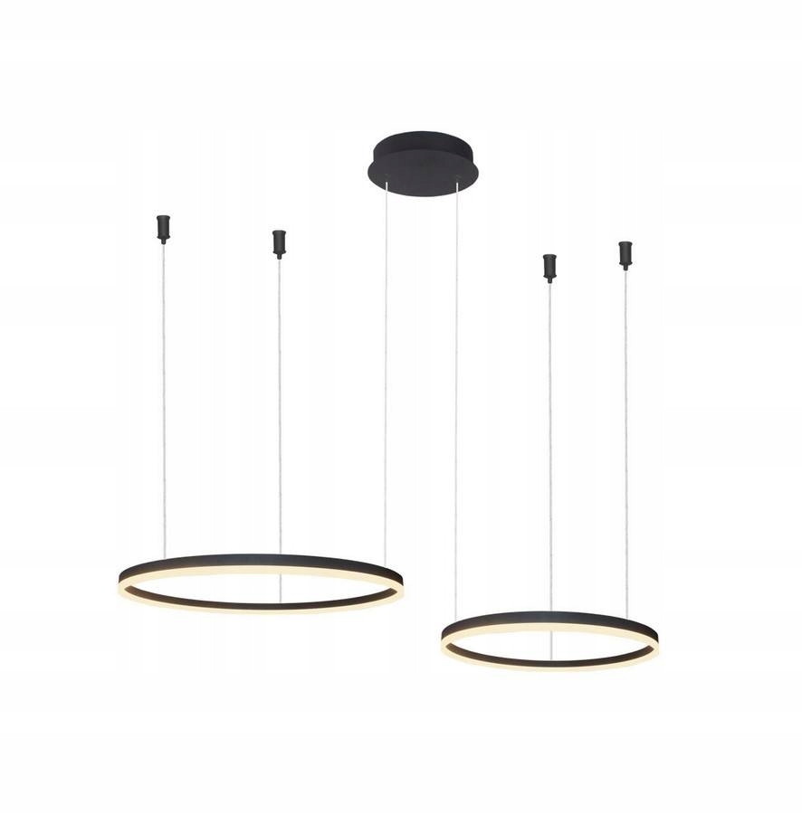 Černá moderní lampa Halo Pendant 80+60 Cct 2 Ringy nad stůl v obývacím pokoji