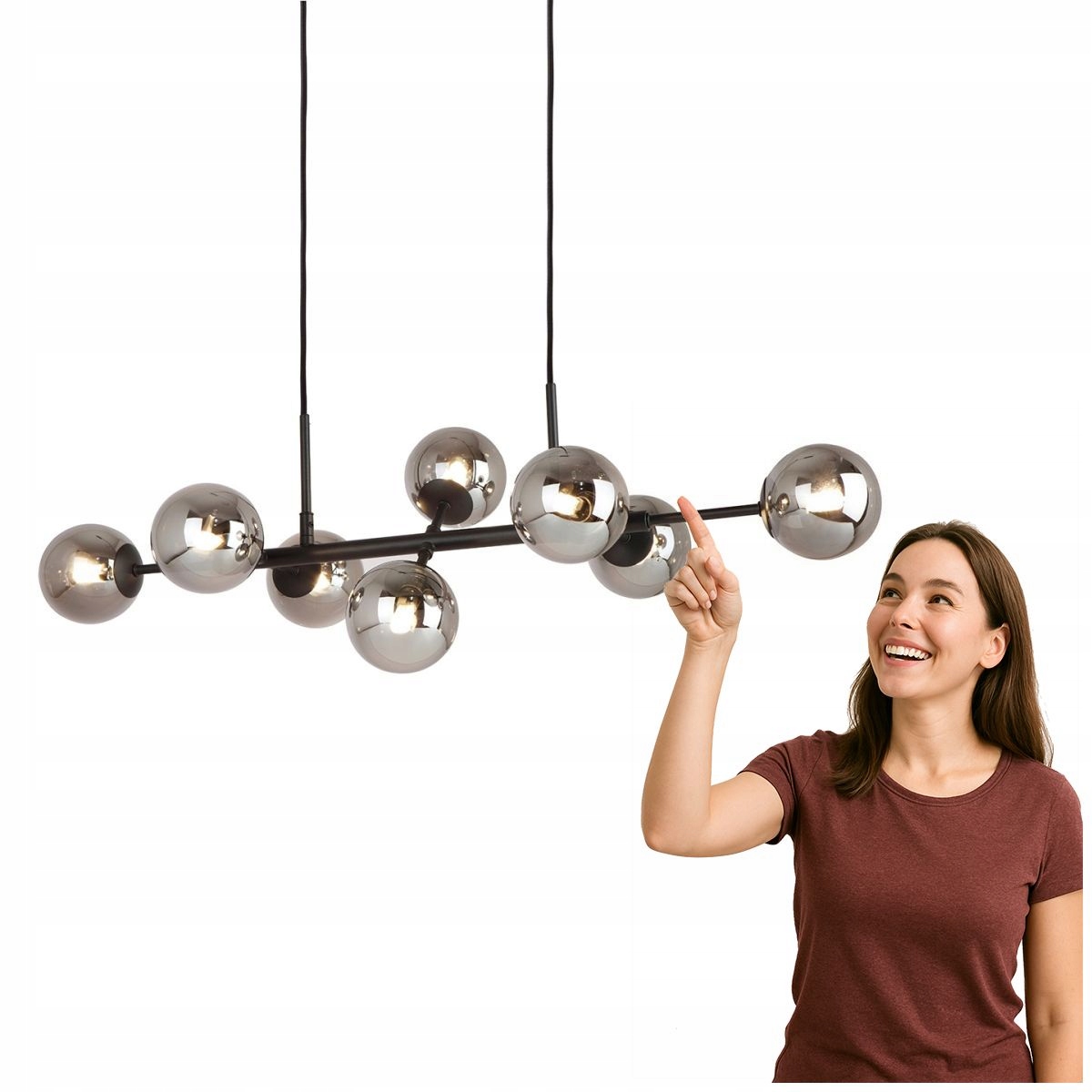 Závesná lampa čierna Erimida Industriálna 8xG9 Italux