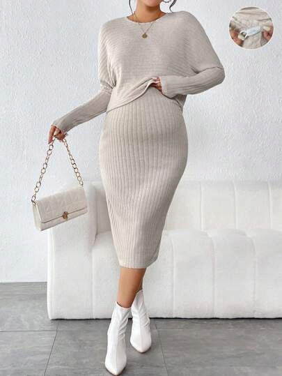 SHEIN SPÓDNICA BEŻOWA DLA KOBIET W CIĄŻY 40/42 V9A