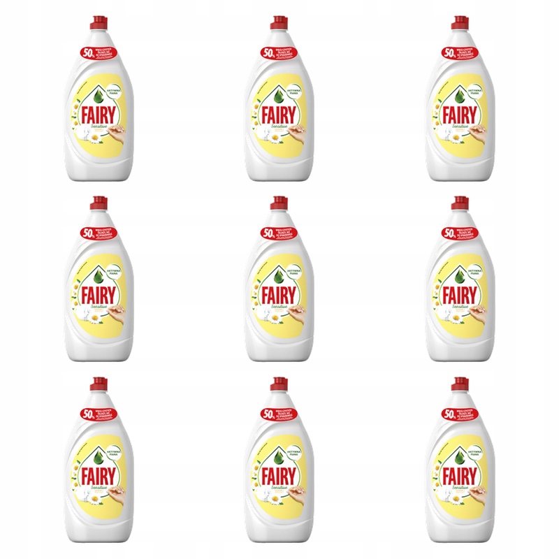 Fairy Sensitive Chamomile &amp; Vit E Tekutý prostředek na mytí nádobí 1350 ml X9
