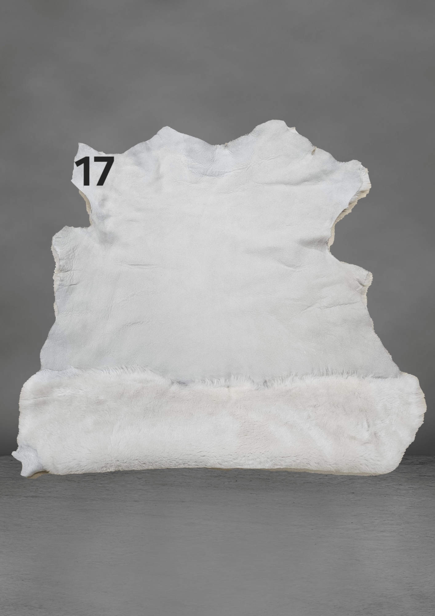 Přírodní kožichová velurová kůže kol. ledově bílá s bílým vlasem