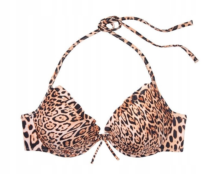Koupací horní část s volánky Victoria's Secret push-up panterka 70C (32C)