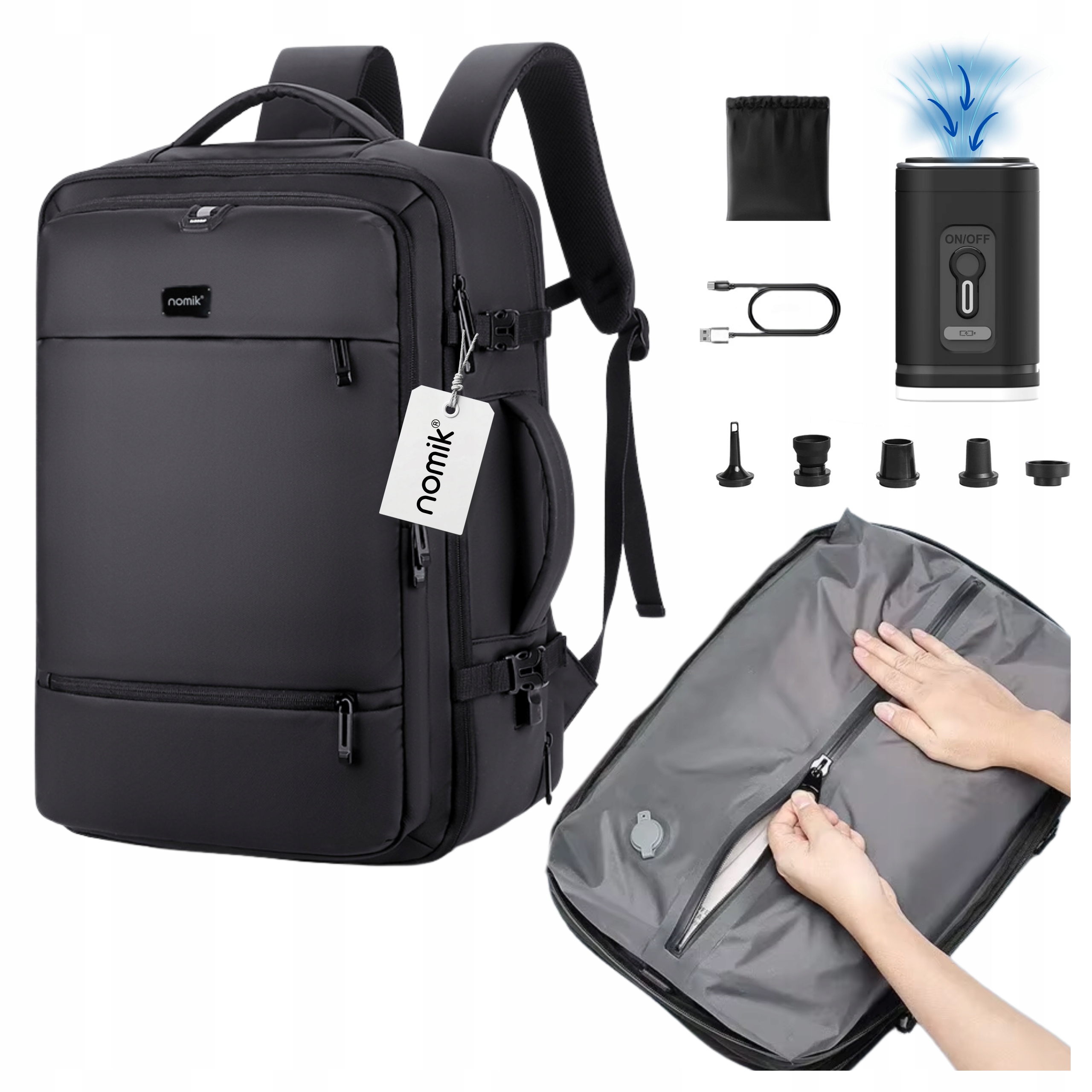 Batoh do letadla s pumpou Batoh Ryanair 40x20x25 Černý lehký