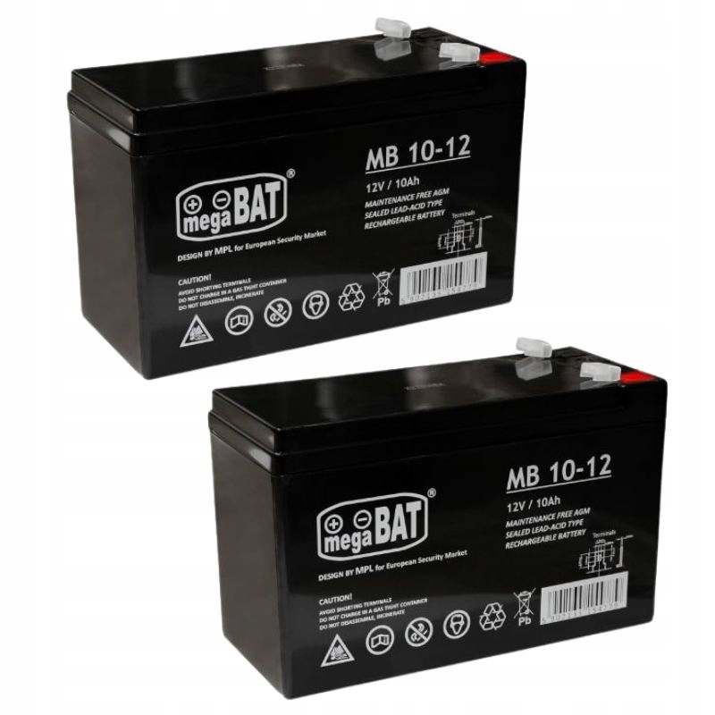 2x akumulátor Agm 12V 10Ah MegaBAT Ups solárny bicykel