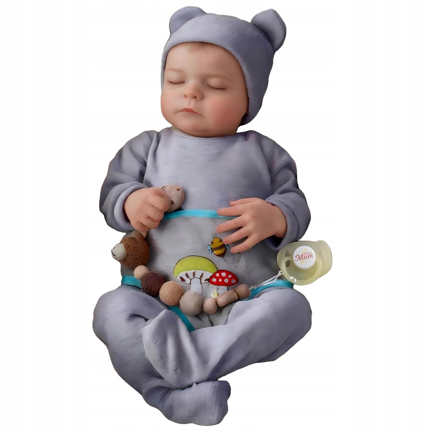 Lalka Reborn 45 cm Chłopiec Śpiący Bobas Ręcznie Malowane Włosy