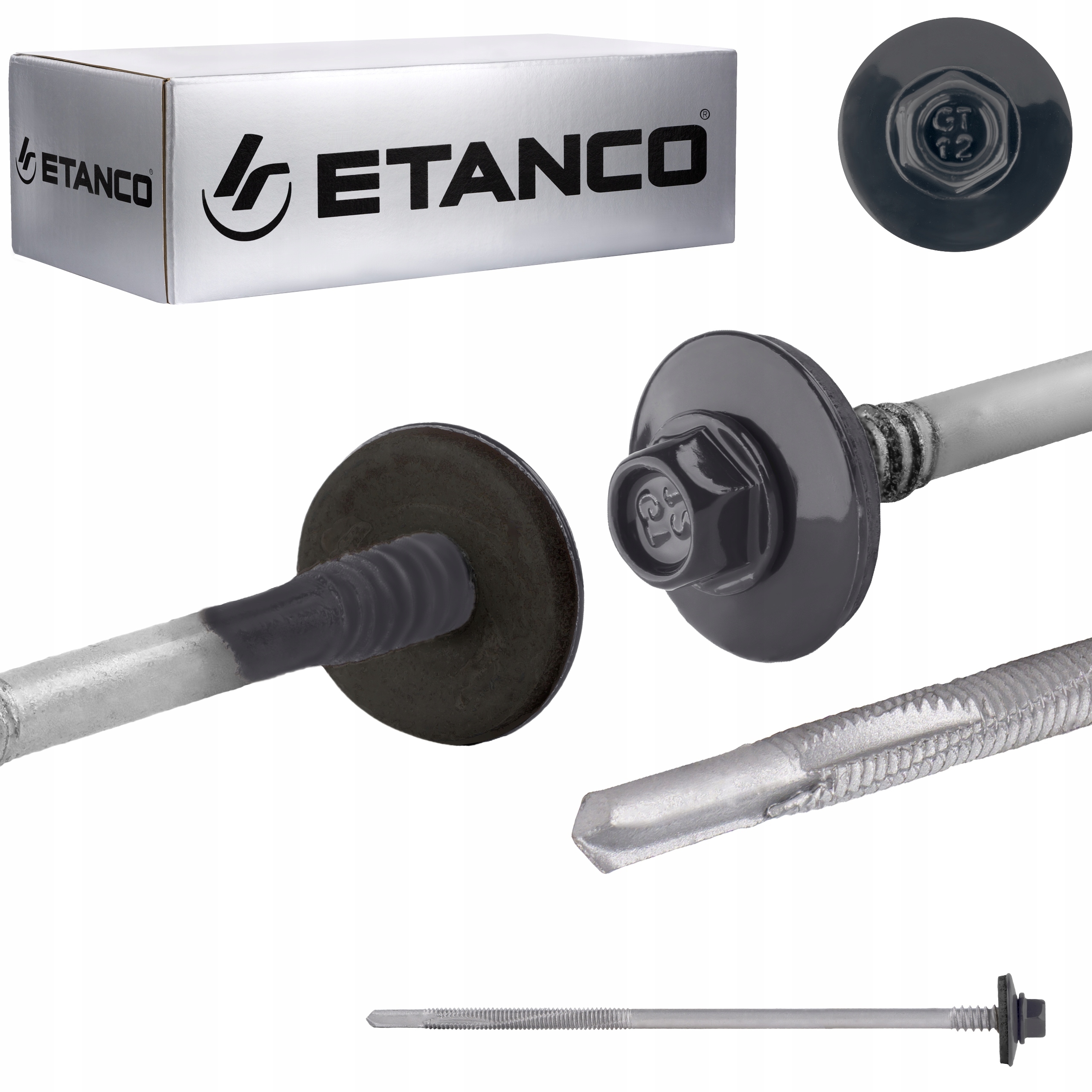 Wkręty do płyty warstwowej 150 mm Ral 7016 100 szt. do metalu Etanco GTR12