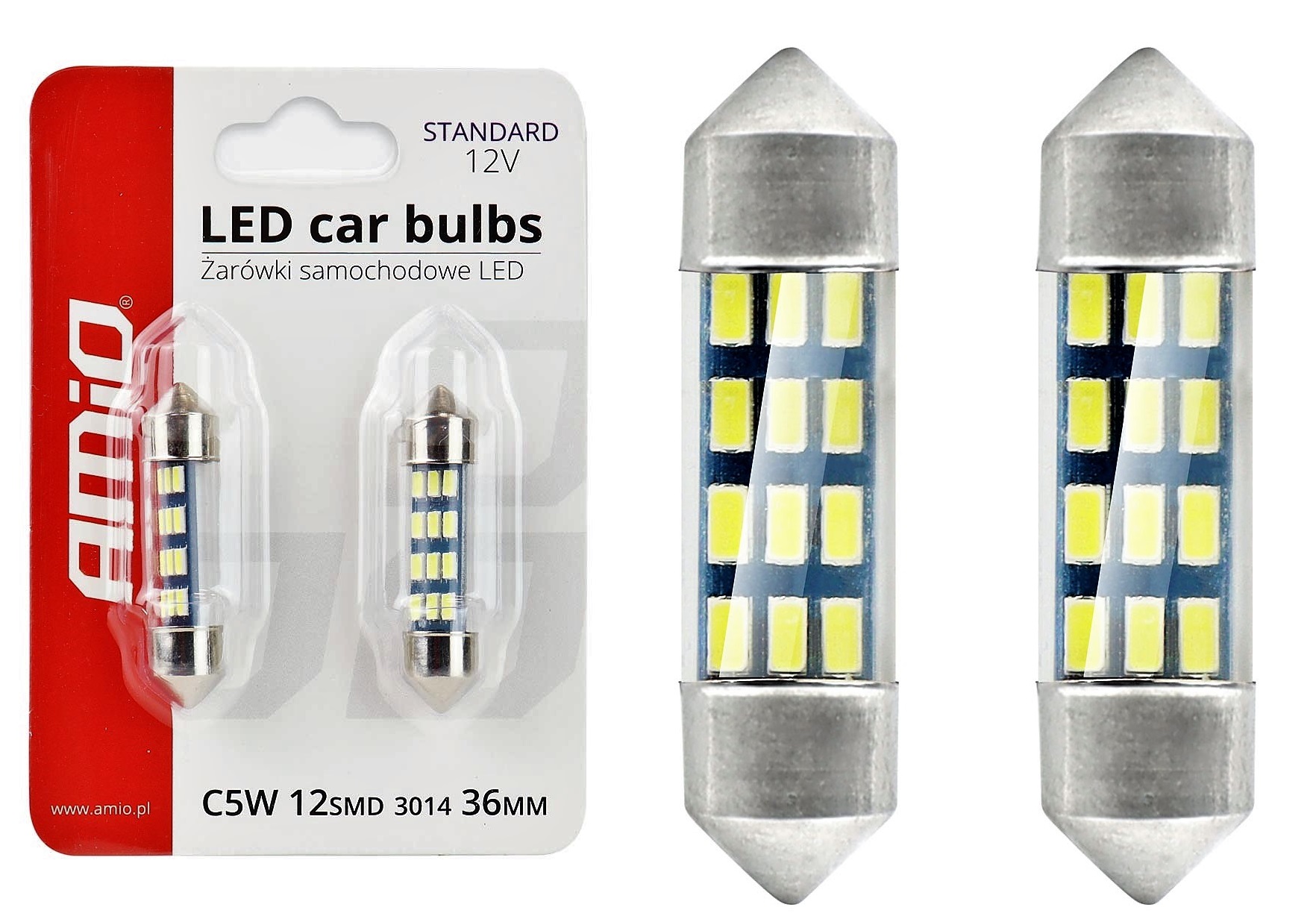 

Żarówki Led 2x C5W C10W 12V 36mm white 12SMD 3014