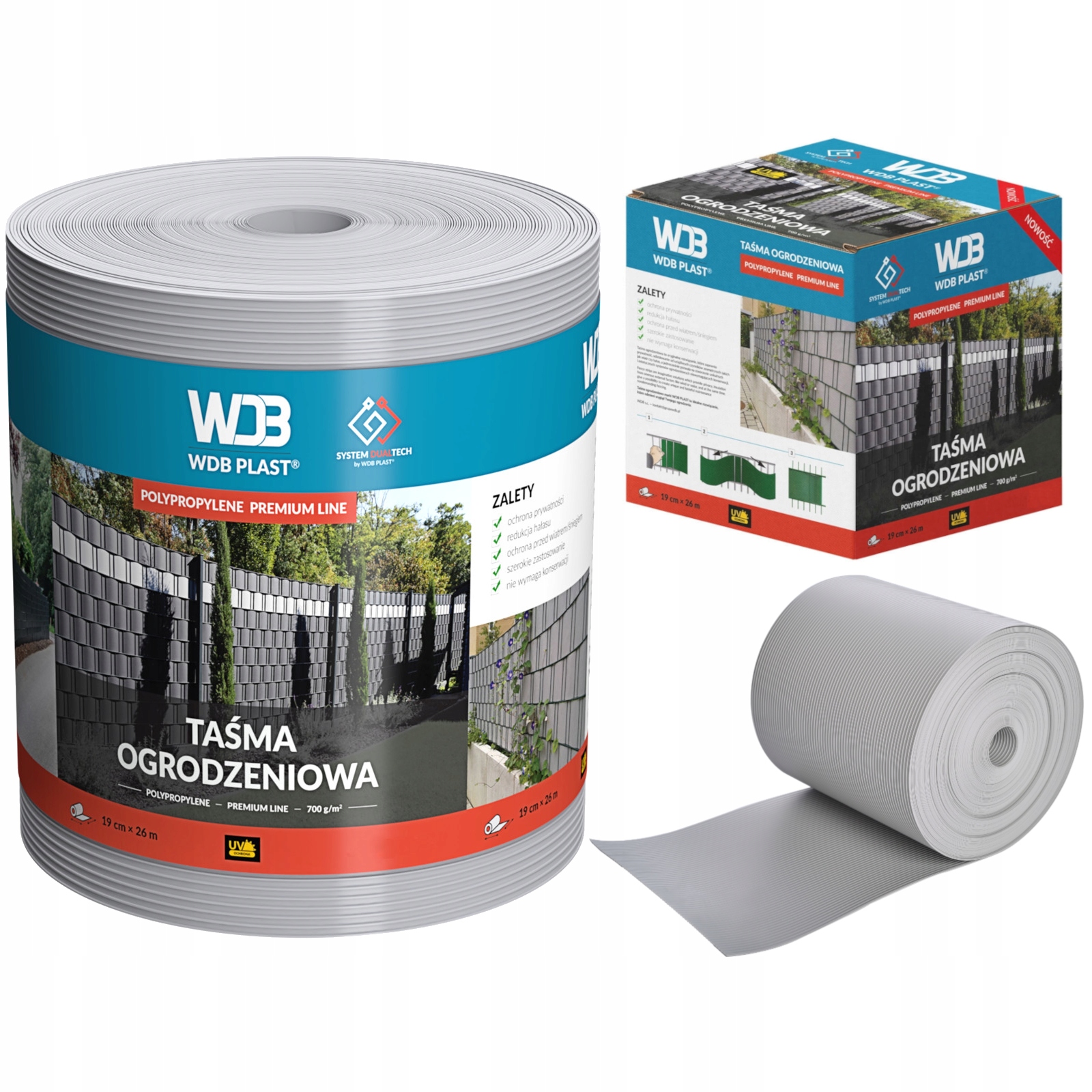 Taśma Ogrodzeniowa Premium Szara 19cmx26m Osłona Ogrodzenie Panelowe Płot