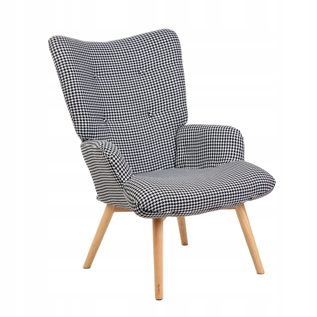 Komfortné kreslo Moss s bielo-čiernou pepitkou Homla